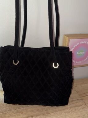Vera Bradley Quilted Black Shoulder Tote Bag